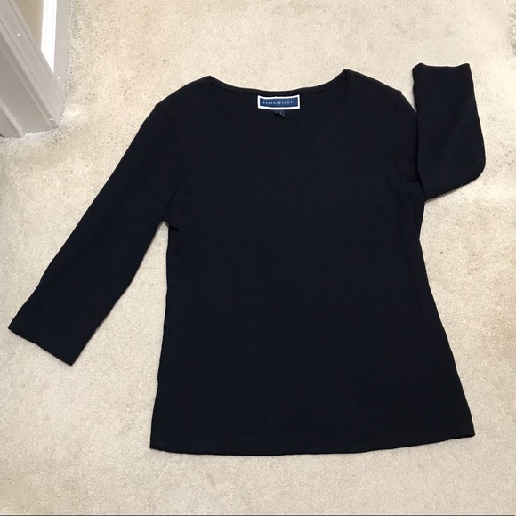 🆕🔥KAREN SCOTT BEAUTIFUL BLACK 3/4 SLEEVE SUPER SOFT DRESS SHIRT OR CASUAL NWOT - Picture 4 of 4